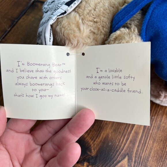 Boomerang Bear American Greetings Plush NWT Blue Overalls & Newsprint Hat - Picture 8 of 11